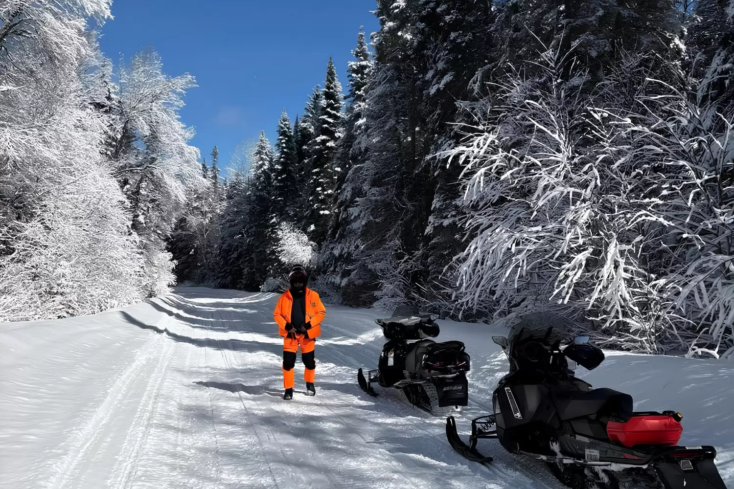 Snowmobile trail near Chalets Rochon